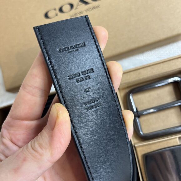 COACH MEN'S BELT SET BOXED HARNESS PLAQUE REVERSIBLE BELT BLACK NWT - Picture 3 of 6